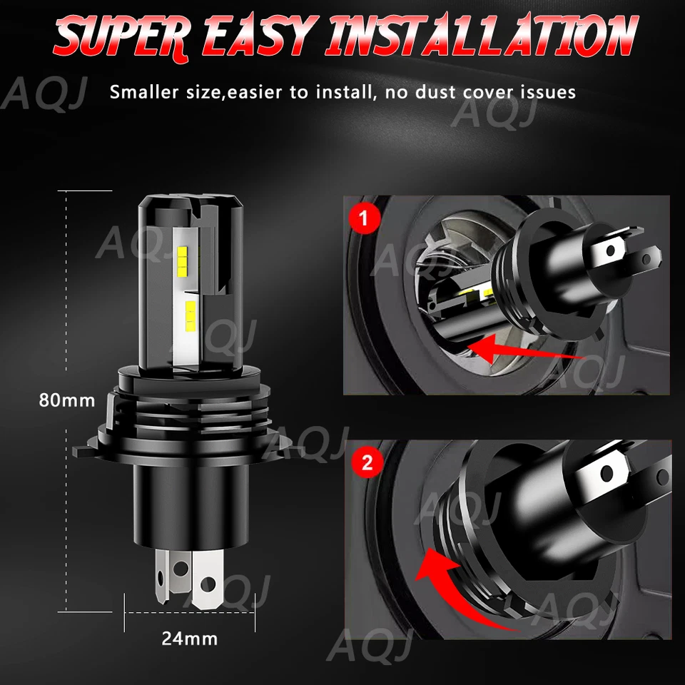 Combo 4x LED Headlight + Fog Light Bulbs Kit 6000K For Chevrolet Aveo 2004-2009 - Image 2 of 4