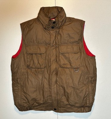 Eddie Bauer Goose Down Vest Mens Size Medium Brown Cargo Utility Vest