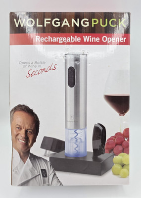 Wolfgang Puck Wine Opener Electric Rechargeable Stainless Steel Brand New In Box