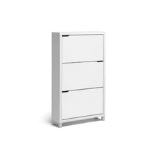Simms 3 Drawer Modern Shoe Cabinet White - Baxton Studio: Entryway Organizer,