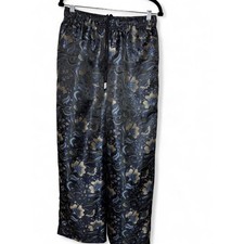 Urban Outfitters Floral Brocade Jacquard Pants Blue Gold Drawstring Medium NWT