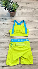 Outdoor Voices Mickey & Co Goofy 2 Pc Sport Set S Lime Blue Bra Shorts EUC