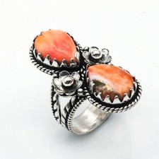 Spiny Oyster Turquoise Gemstone 925 Sterling Silver Handmade Jewelry Ring Size 8