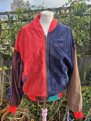 Vintage Herren Wildleder Patchwork Bomberjacke 80er Jahre