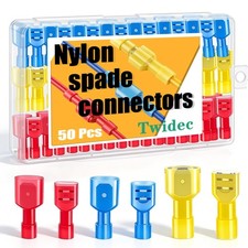 Twidec/50PCS Nylon Spade Connectors Kit 22-10 Gauge Male and 50PCS, 50PCS