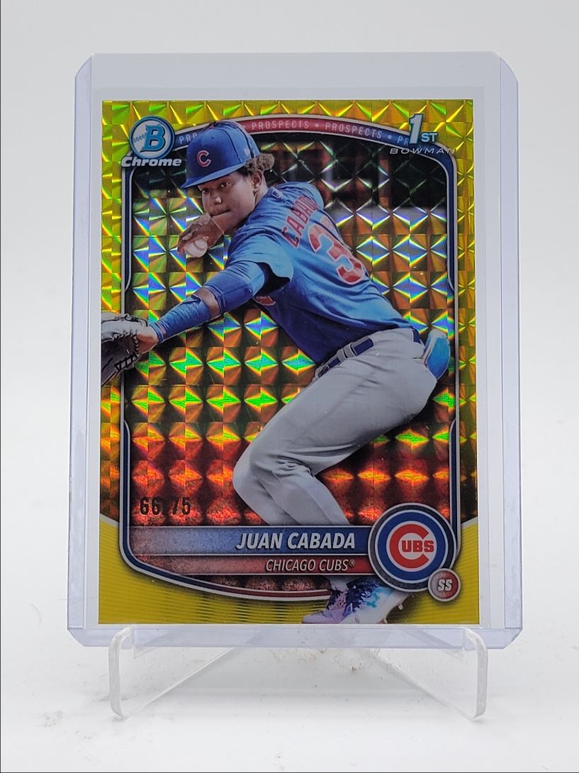 JUAN CABADA 2025 BOWMAN CHROME 1ST YELLOW GEOMETRIC REFRACTOR /75 Q5189