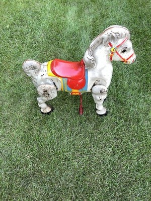 1950 s MOBO Bronco Metal Riding Toy Horse Self-Propelled Wheels Made in England