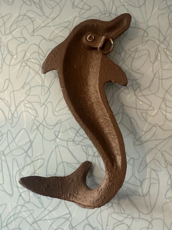 Чугунный настенный подвесной океанский дельфин, набор из 3 коричневых - Изображение 3 из 4