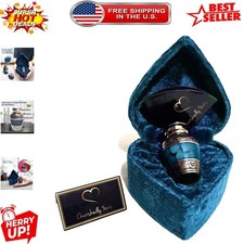 Dark Blue Brass Keepsake Urn with Velvet Case - Ideal for Loved Ones' Ashes