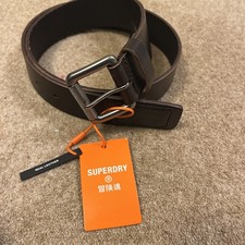 Superdry Leather Belt  Brown Mens work wear  metal buckle Small size