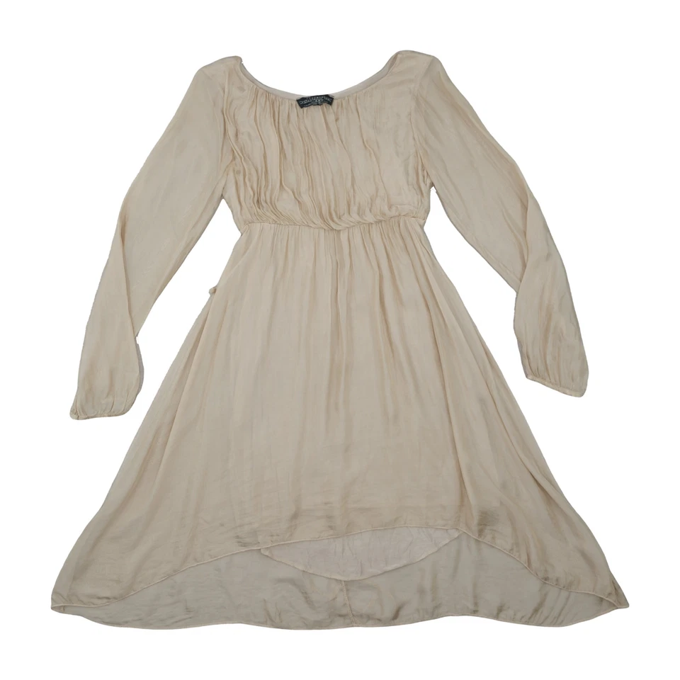 Clothing Company of America Vestido Vintage Años 90 Seda Boho Hi-Lo Beige Crema - Imagen 1 de 4