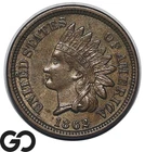 1862 Indian Head Cent Penny, Civil War Issue, Choice AU++/Unc, Key Date