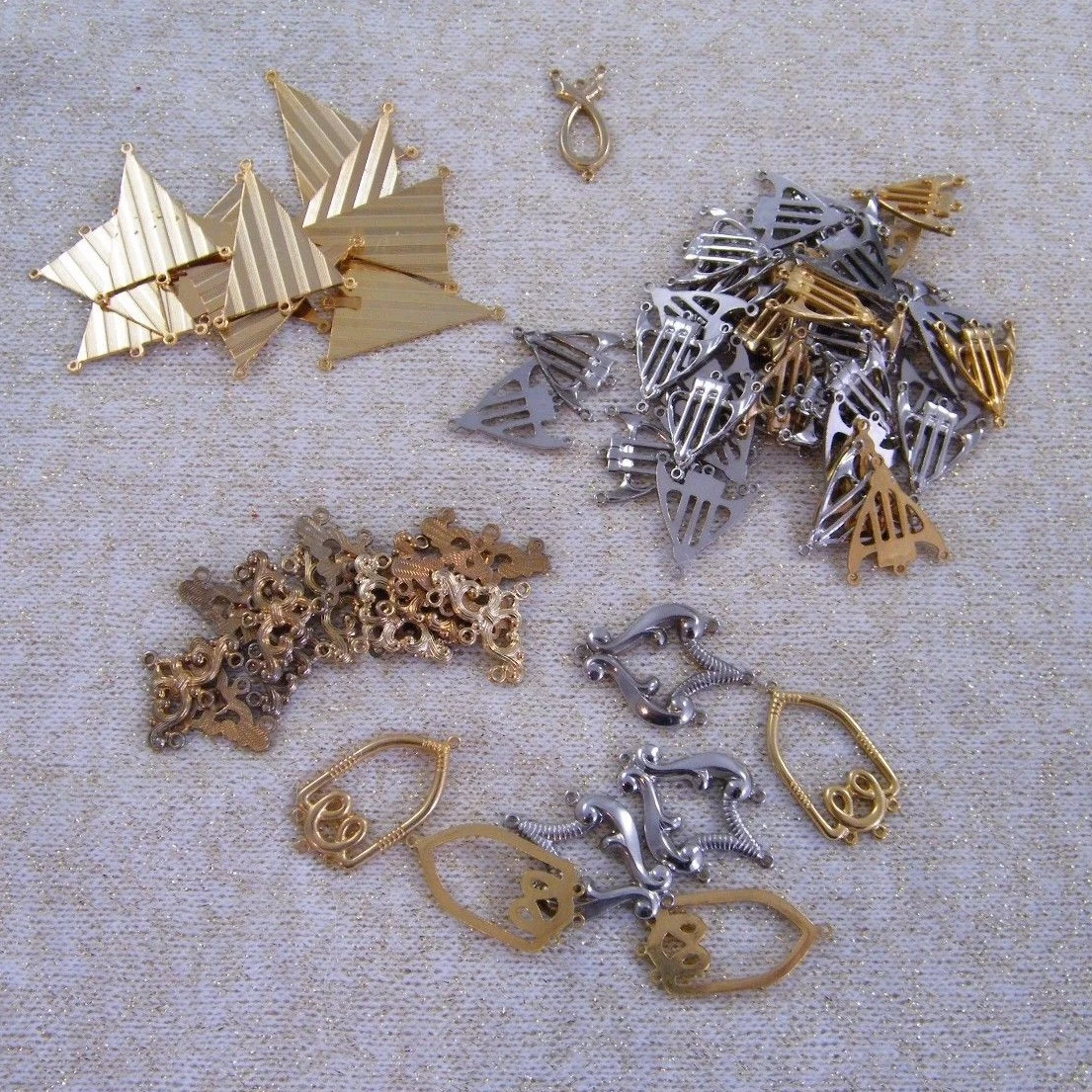 74 VINTAGE CHANDELIER COMPONENT LINKS JEWELRY MAKING GOLD SILVER