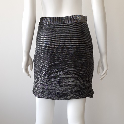 199€ MAJE JANAUD SKIRT S IT40 FR36 UK8 METALLIC BLACK DRAPED LINED ZIP - Picture 6 of 11
