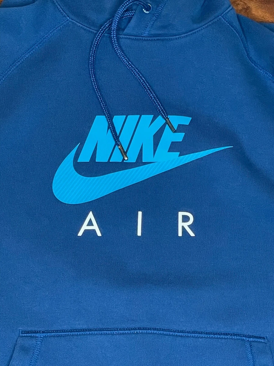 Adult Unisex Nike Air Blue Logo on Blue Hoodie Pullover Sweatshirt L Large