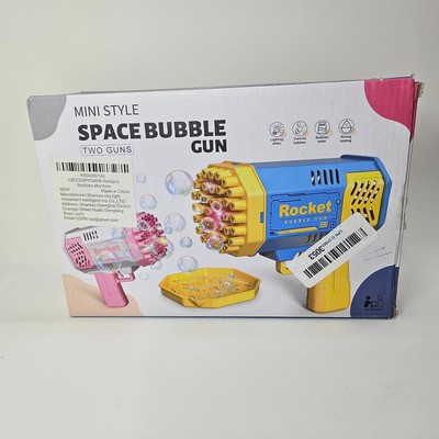2 Pack PINK Bubble Gun, Rocket Bubble Machine for kids 3+ Open Box