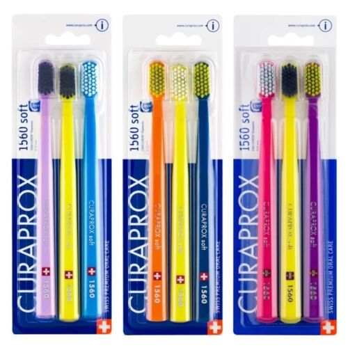 CURAPROX 1560 SOFT Bristles - Pack of 3 TOOTHBRUSHES - CHOOSE COLOURS :-) - Picture 1 of 4