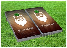 CORNHOLE BEANBAG TOSS GAME w Bags Game Boards Beard Men Father's Day Set 933