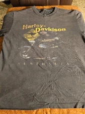 Vintage Harley Davidson Roo Country Shirt in L Australia Heaven Fade Holes 1992