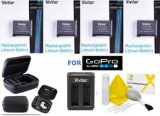 4x AHDBT-401 AHDBT401 ACCESSORY KIT HARD CASE FAST CHARGER GOPRO HERO4 SILVER