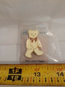 Authentic Time Enamels Bear Pin  Gold Plated