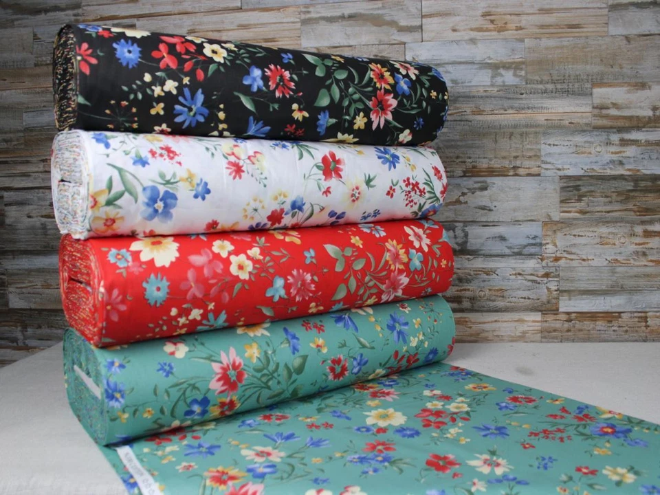 240cm Popeline Baumwolle Stoffe Baumwollstoff Meterware Blumen Meterware ÖKO-TEX - Bild 4 von 4