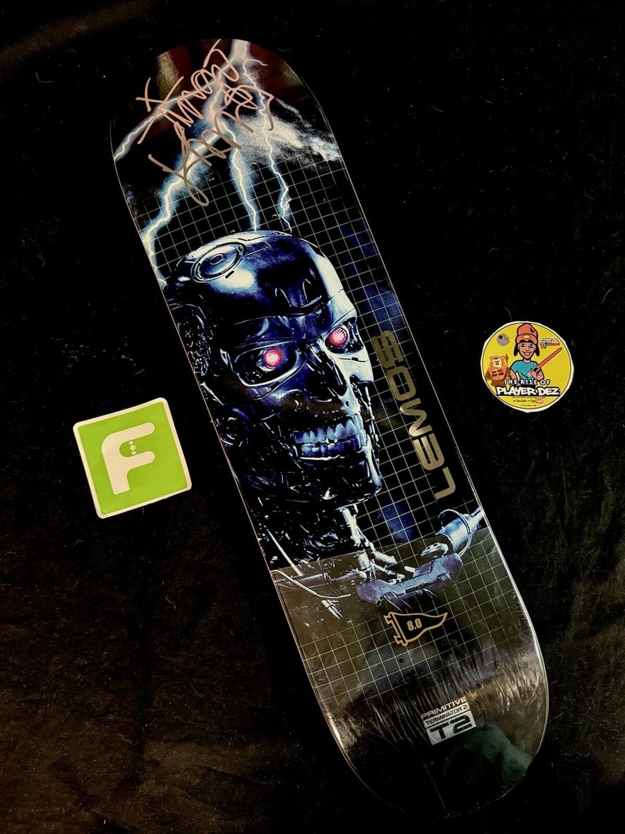 RARE SIGNED Tiago Lemos Primitive Terminator 2 T2 Skateboard Deck