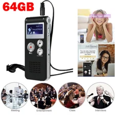 64GB Voice Recorder Mini Dictaphone MP3 Player Spy Lecture Interview Meetings US