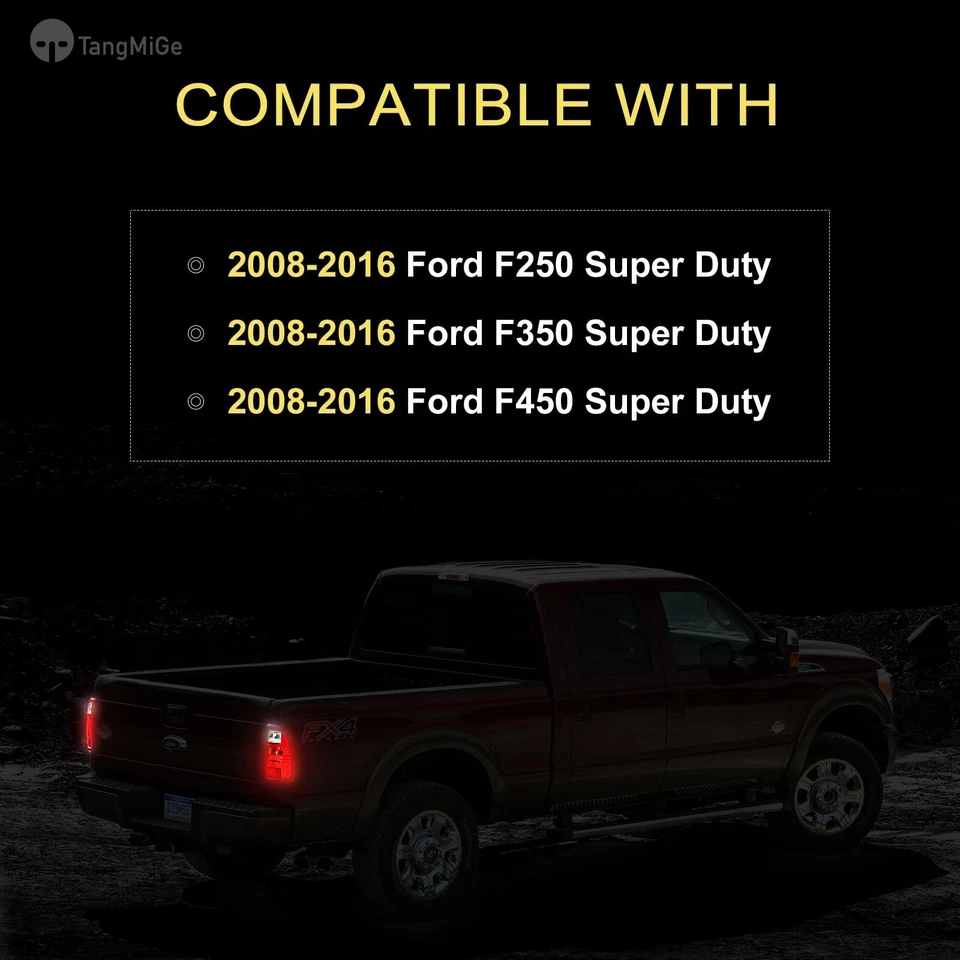 Tail Lights Compatible With 2008-2016 Ford F250 F350 F450 Super Duty Rear Smoke Foto 2 de 4