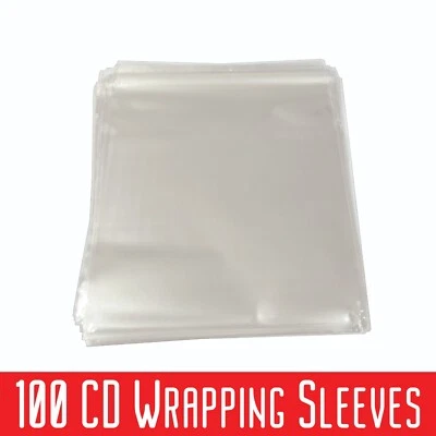 100 Standard CD Jewel Case Wrapping Sleeves Wraps 10 10.4 mm Resealable Flap