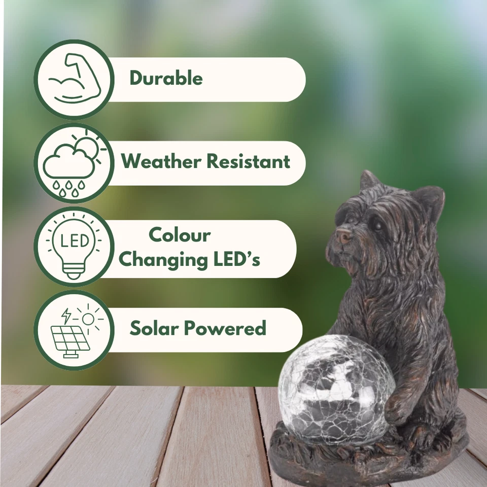 Juego de 2 piezas de adornos LED solares para jardín perro que cambian de color iluminar animales exteriores Foto 4 de 4