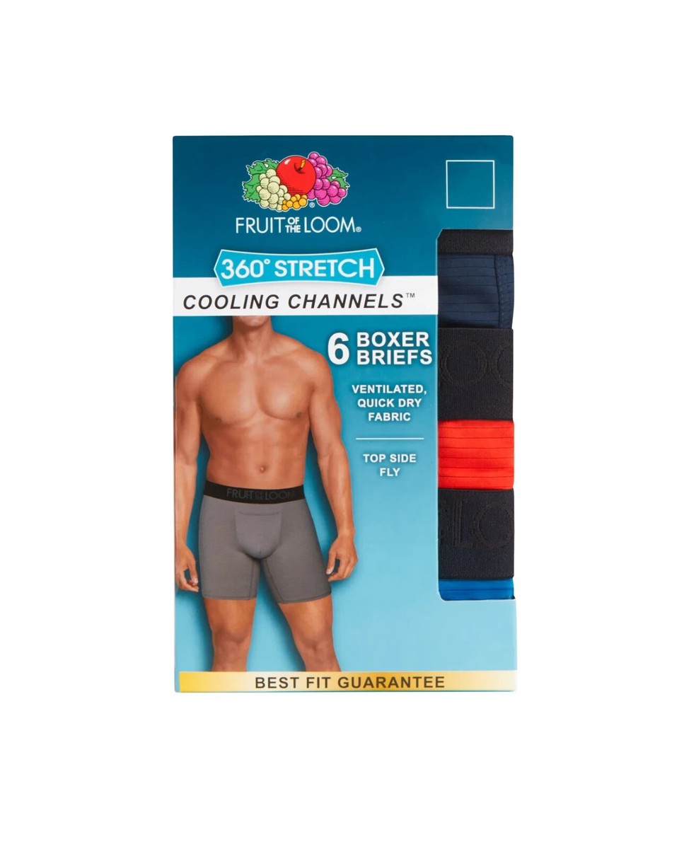 Fruit of the Loom Men's Boxer Briefs 360 stretch cooling channels Pk