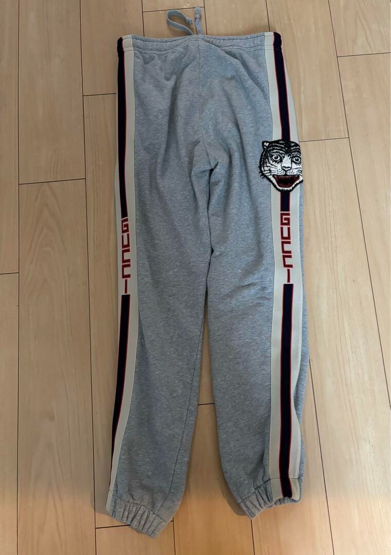 GUCCI Side Line Logo Tiger Sweat Pants men Size S Gray Full