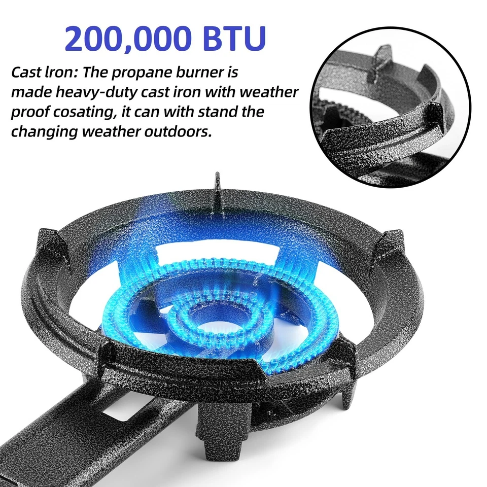 Quemador Alta Presión Potente Propano Cocina Exterior Estufa Portátil Resistente Foto 4 de 4