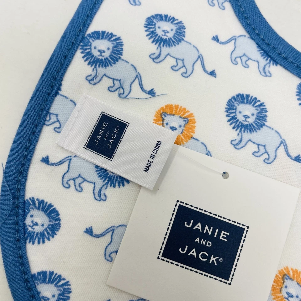 Babero reversible Janie and Jack bebé niño talla única estampado de león en blanco/azul $14 Foto 2 de 4
