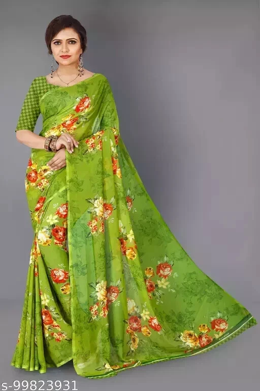 indian Daily Wear georgette Saree with unstitched Blouse Piece | eBay