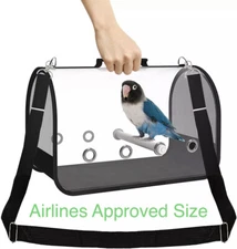 Bird Carrier Travel Bag W/ Perch & Tray Breathable & Foldable For Small Animals