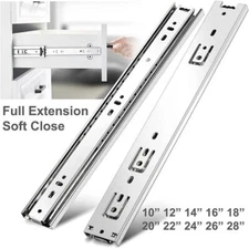 Soft-Close Drawer Slides Ball Bearing Full Extension 10"-28" 100lb Weight Limit