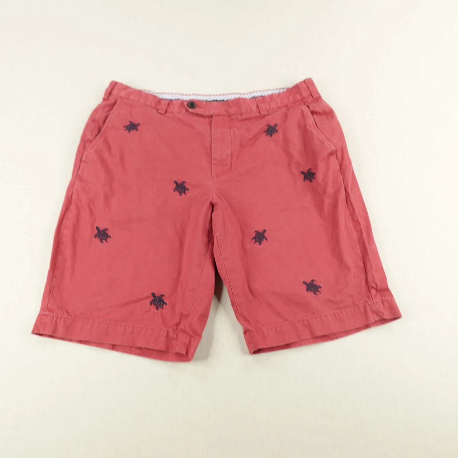 Brooks Brothers Shorts Mens 38 Red Blue Embroidered Turtles Bermuda Chino Preppy