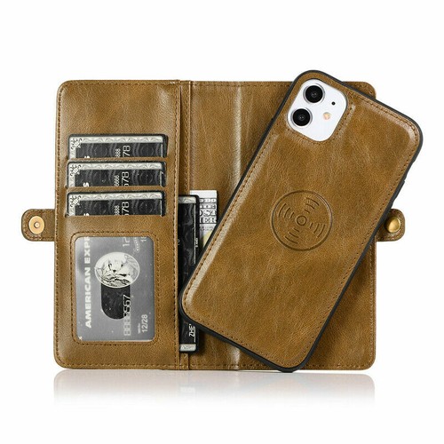Removable Magnetic Wallet Case Flip Cover For iPhone 11 12 13 1 4 15 16 Pro Max - Picture 33 of 77