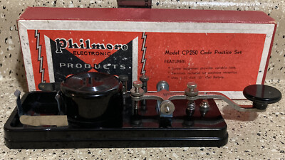 VINTAGE PHILMORE ELECTRONIC MODEL CP250 TELEGRAPH MORSE CODE PRACTICE SET in BOX