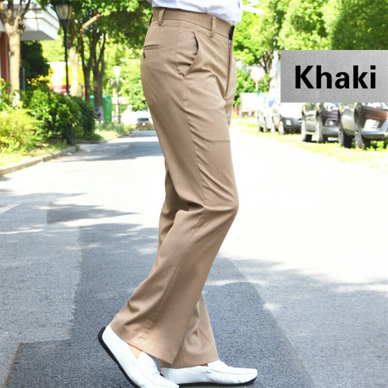 Men Bell Bottom Pants 70s 60s Vintage Flare Formal Dress Trousers