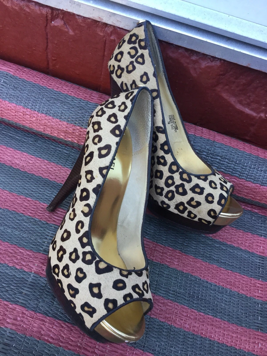 Michael Kors Women s Open Toe Animal Print Gold Innersole Heels