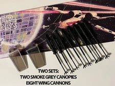 VINTAGE STAR WARS X-WING FIGHTER REPRO CANNONS + SMOKE CANOPY, 2X SETS-US SELLER