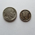 1943 Mercury Dime and 1927 Buffalo Nickel