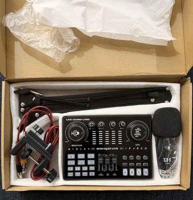 WXH DJ20 Live Sound Card Audio Mixer Kit w/ WXH 1000 Mic & Boom Arm
