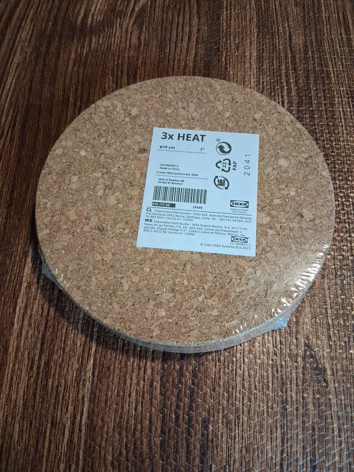 IKEA 3x HEAT Cork Trivet set lot of 3 - 7 Inch 19 cm beige in color - Image 3 of 4