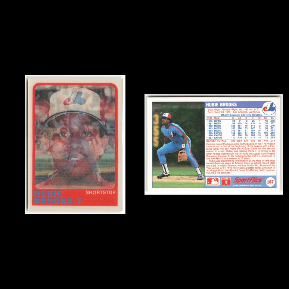 Hubie Brooks #187 1988 Sportflics Montreal Expos Baseball Card MLB NM - Image 3 of 3