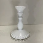 VTG Fenton Silver Crest Milk Glass 6" Tall Single Candlestick Candle Holder