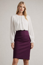 TED BAKER DRESS Pencil Office Skirt blouse top short plum 6 8 10 12 14 NEW